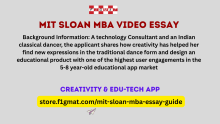 MIT Sloan MBA Introduce Yourself Video Essay with Creativity as a theme